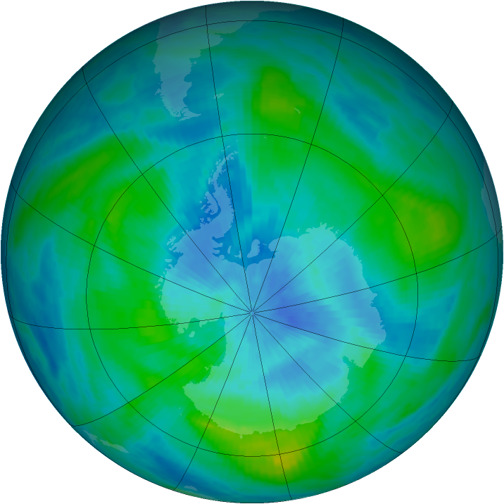 Antarctic ozone map for 07 March 1985